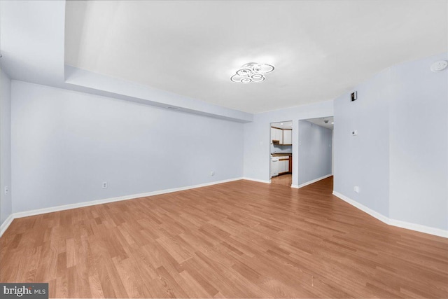 unfurnished living room with light hardwood / wood-style floors