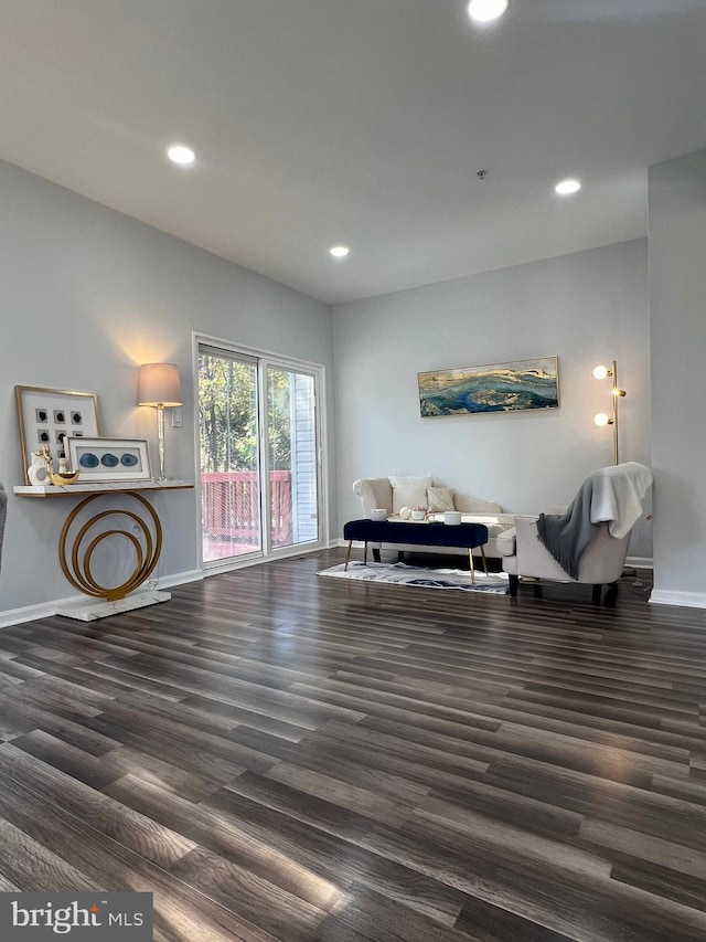 sitting room featuring dark hardwood / wood-style flooring