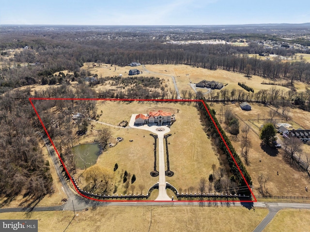 bird's eye view featuring a rural view