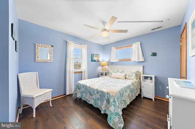 15 Weldon Pl, Long Beach Township, NJ 08008 - bedroom with baseboards, visible vents, wood finished floors, and a ceiling fan