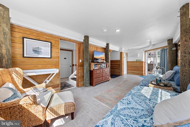 15 Weldon Pl, Long Beach Township, NJ 08008 - bedroom featuring wood walls, light tile patterned floors, and recessed lighting