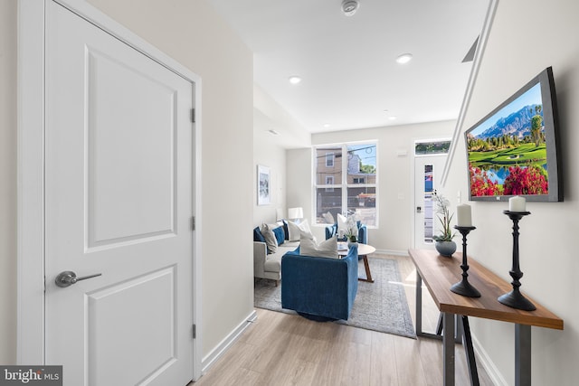 living room featuring light hardwood / wood-style floors