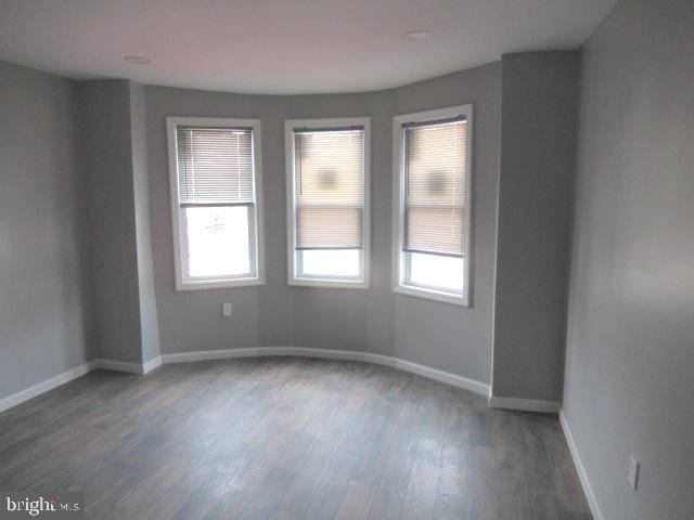 spare room featuring dark wood-type flooring