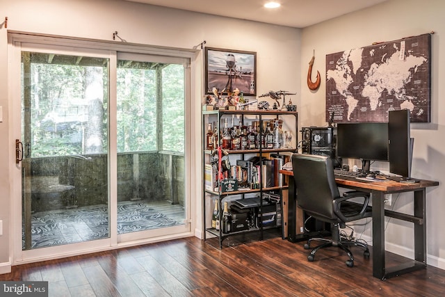 office featuring dark hardwood / wood-style flooring