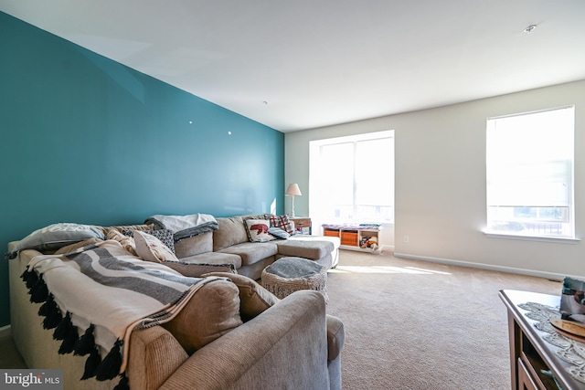 carpeted living room with a wealth of natural light