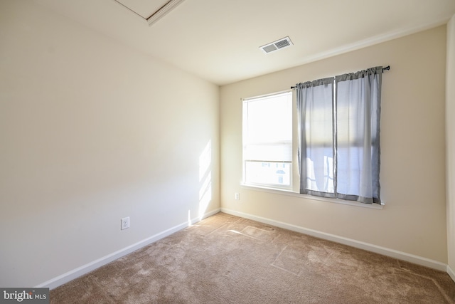 spare room featuring light carpet