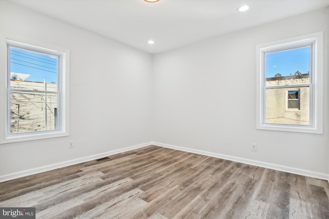 spare room featuring wood-type flooring and a wealth of natural light