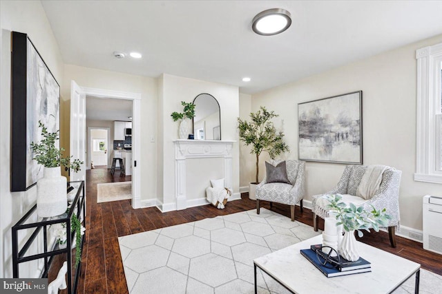 living area featuring hardwood / wood-style flooring