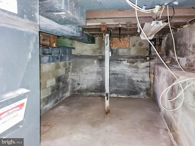 basement with heating unit