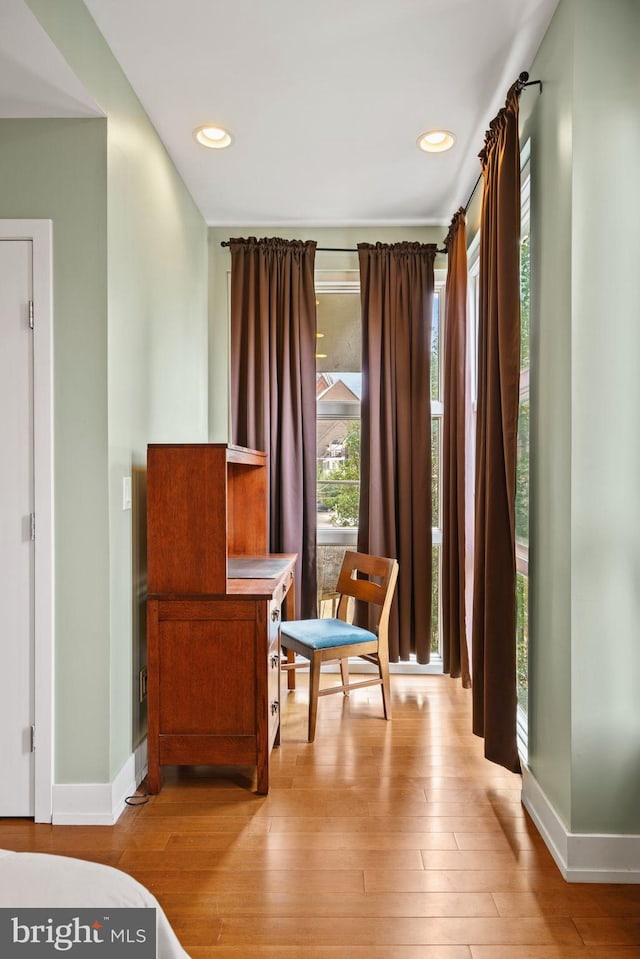 living area featuring light hardwood / wood-style flooring