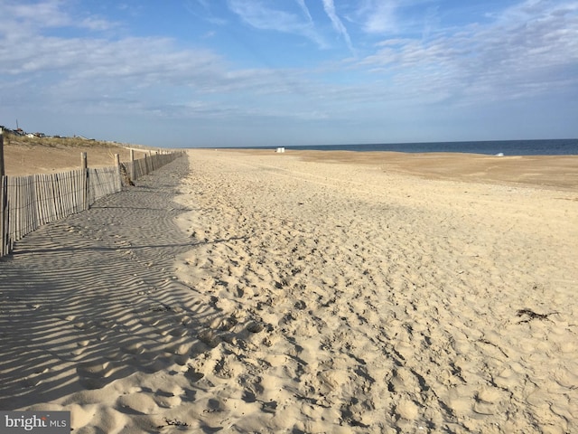 view of water feature featuring a beach view