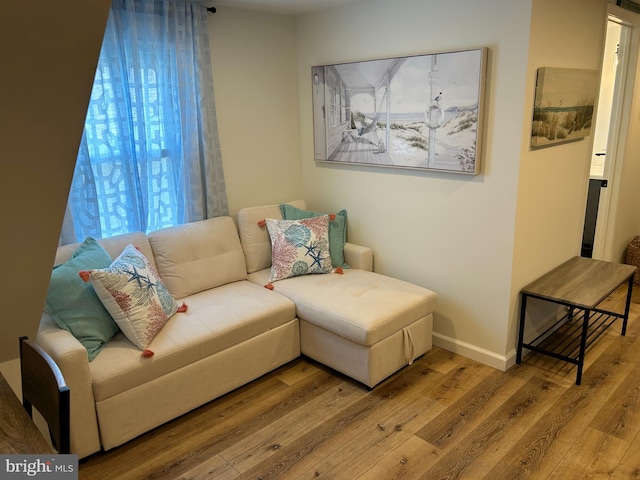 living area with light wood-type flooring