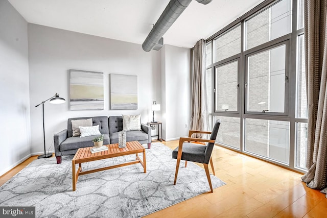 living room with wood-type flooring