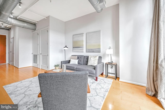 living room featuring light wood-type flooring