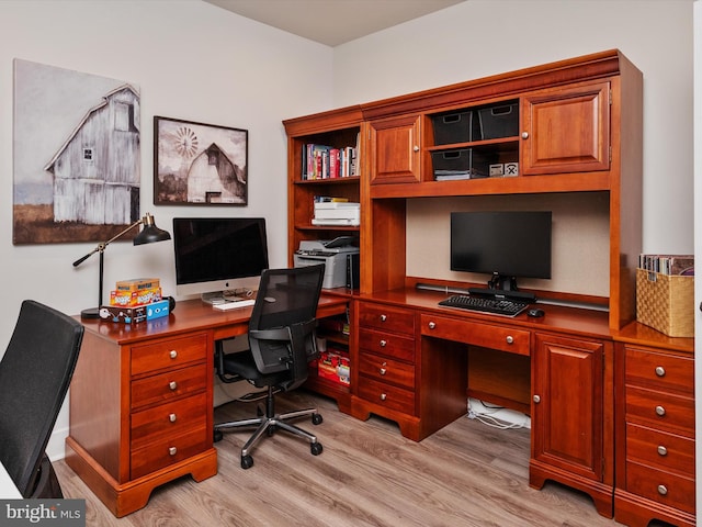 office featuring light wood-type flooring