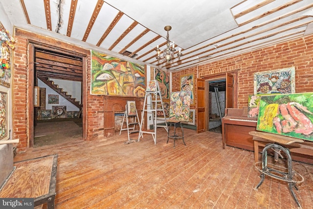 interior space featuring a chandelier