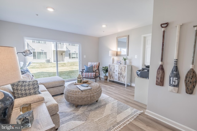 living room with light wood-type flooring