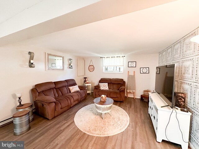 living room with wood-type flooring