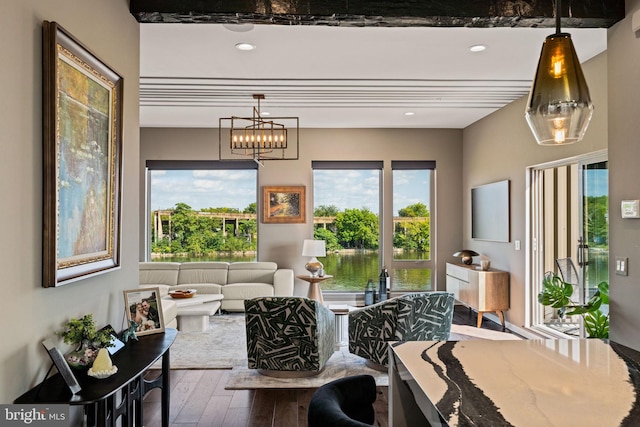 interior space featuring a chandelier and a wealth of natural light