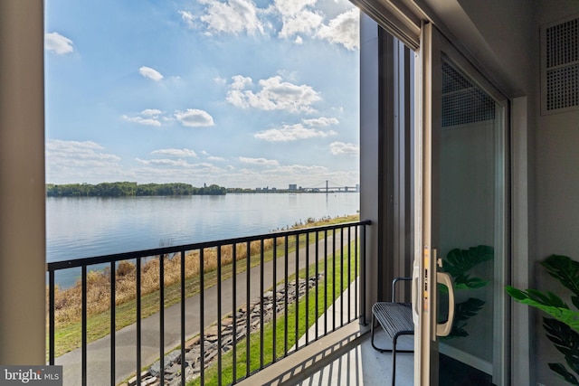 balcony with a water view