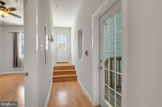 hall featuring light hardwood / wood-style flooring