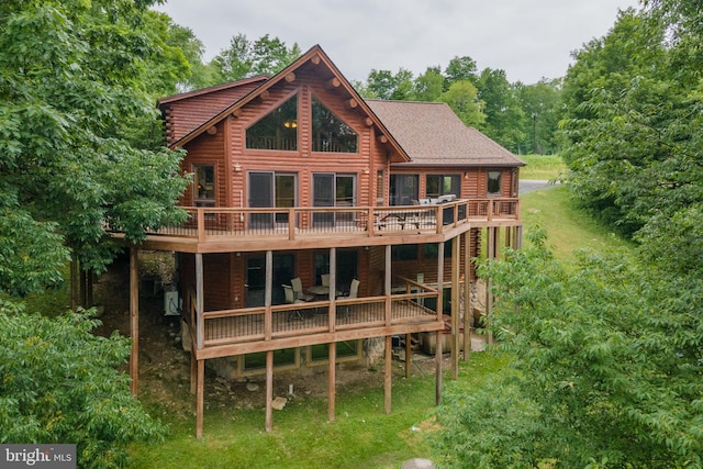 116 Wisp Mountain Rd, Mc Henry, MD 21541 - back of property with a wooden deck and log siding