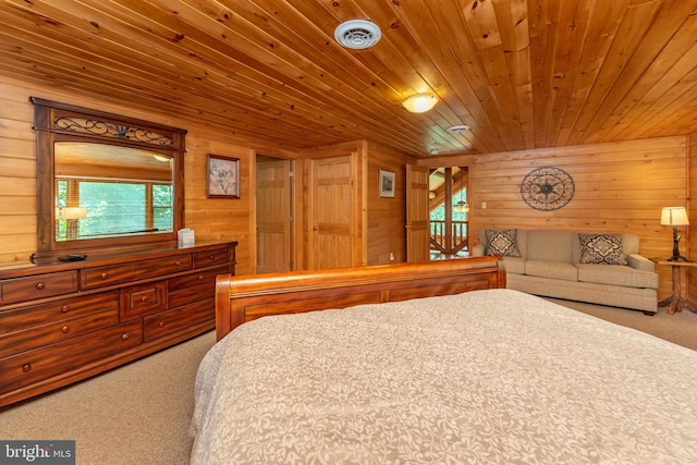 116 Wisp Mountain Rd, Mc Henry, MD 21541 - carpeted bedroom with wooden walls, multiple windows, and wooden ceiling
