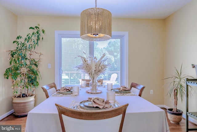 dining space featuring plenty of natural light and wood-type flooring