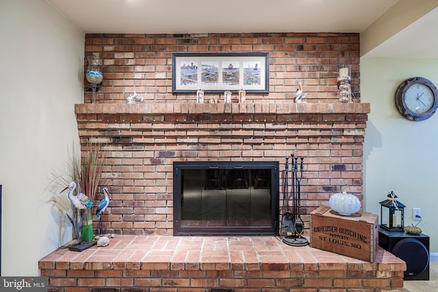 interior details with a fireplace