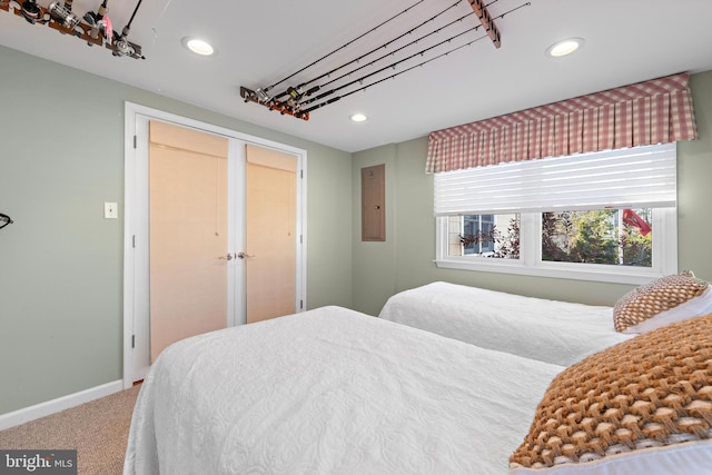 carpeted bedroom featuring a closet