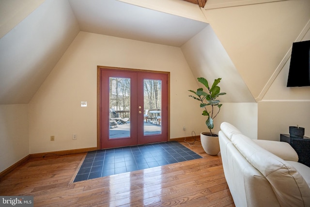 621 Paradise Hts, Oakland, MD 21550 - interior space with lofted ceiling, french doors, wood finished floors, and baseboards