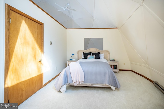 621 Paradise Hts, Oakland, MD 21550 - carpeted bedroom featuring baseboards, a baseboard heating unit, and vaulted ceiling