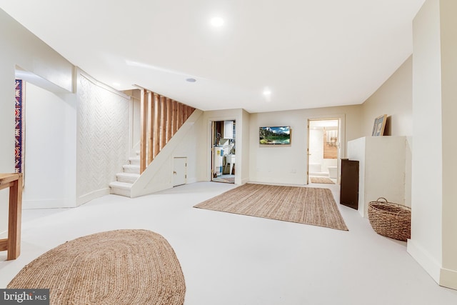 basement featuring carpet floors