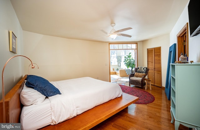 621 Paradise Hts, Oakland, MD 21550 - bedroom with a ceiling fan and wood finished floors