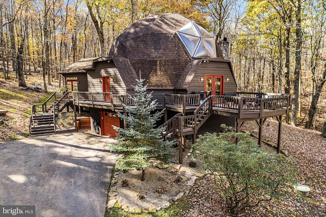 view of front of house with a deck