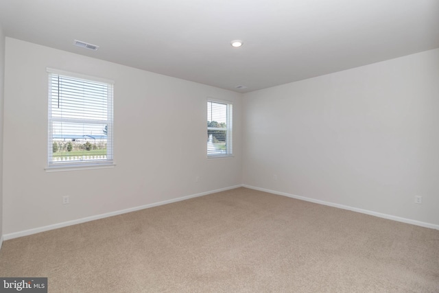 empty room featuring light carpet and plenty of natural light