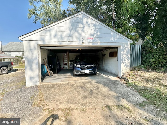 view of garage