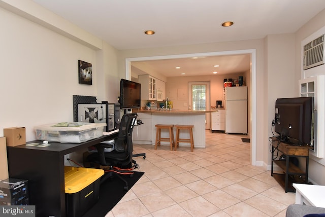 office area featuring light tile patterned floors