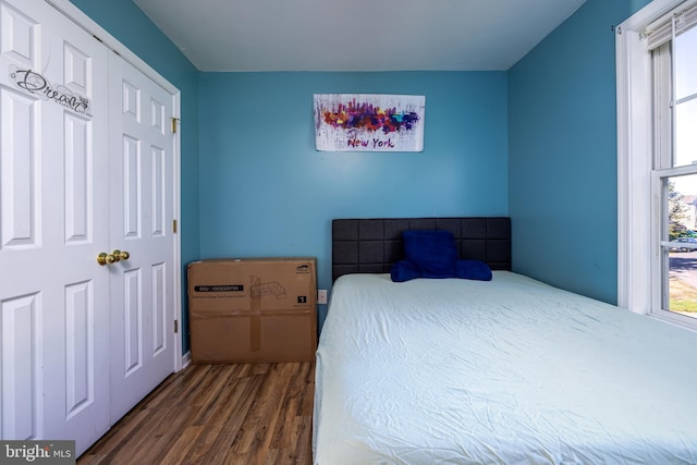 bedroom featuring dark wood-type flooring