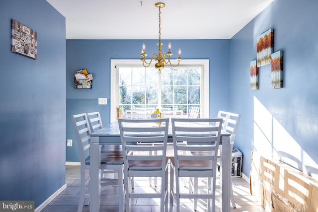 dining room with an inviting chandelier