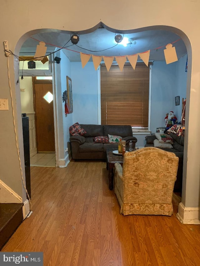 living room with wood-type flooring