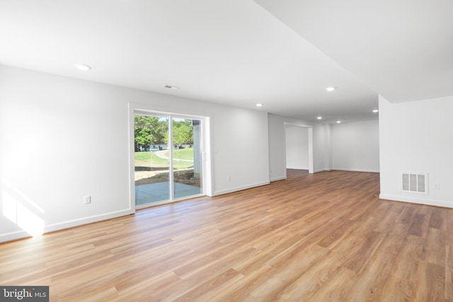 interior space with light hardwood / wood-style flooring