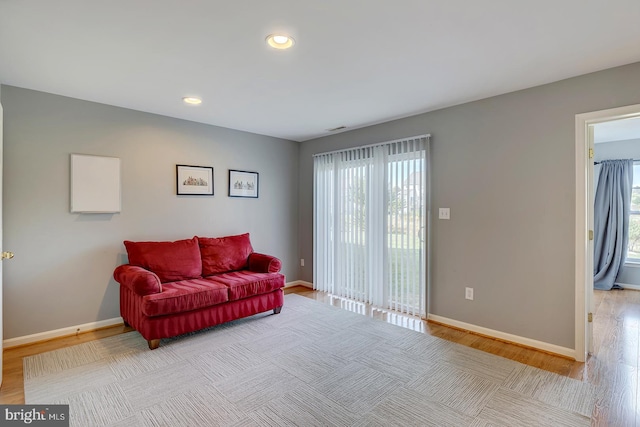 living room featuring light hardwood / wood-style floors