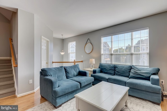 living room featuring light hardwood / wood-style flooring