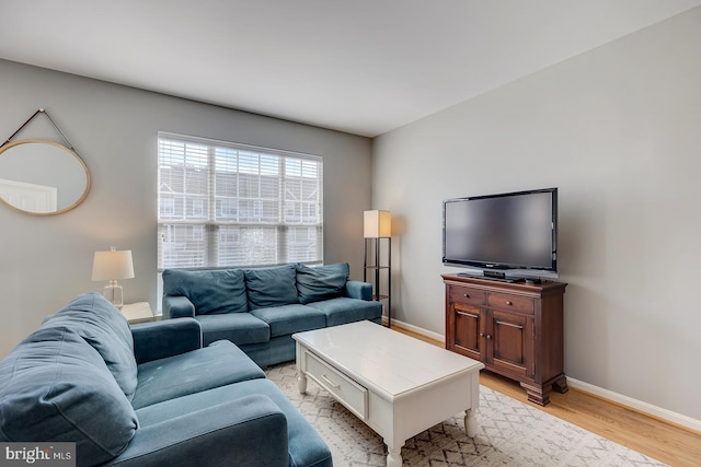 living room featuring light hardwood / wood-style flooring