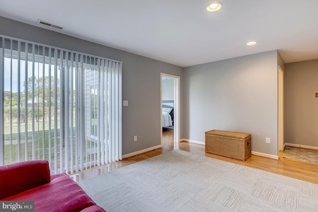 living area featuring light wood-type flooring