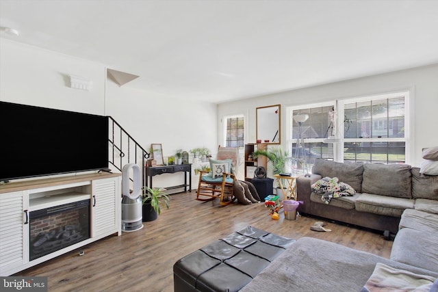 living room featuring wood-type flooring