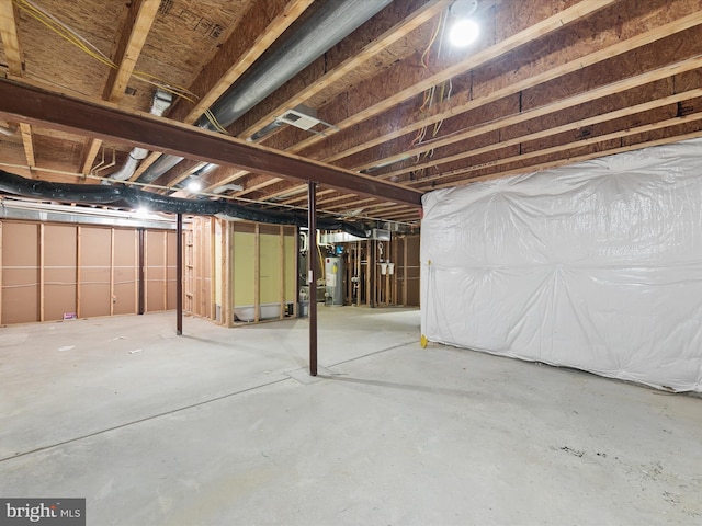 basement with gas water heater