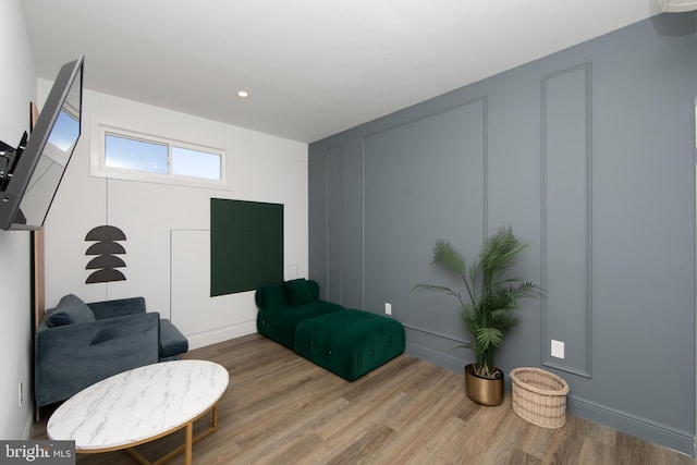 living area featuring hardwood / wood-style flooring