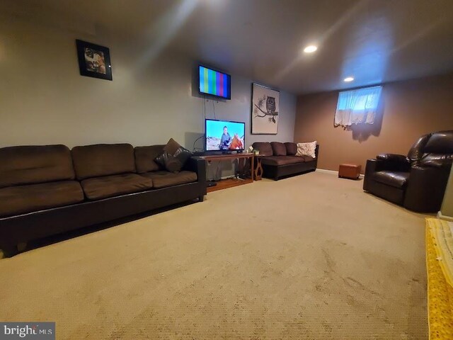 living room with carpet flooring